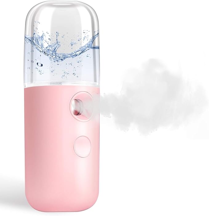 GIVERARE Nano Facial Steamer, Handy Mini Mister, USB Rechargeable Mist Sprayer, 30ml Visual Water Tank Moisturizing&Hydrating for Face, Daily Makeup, Skin Care, Eyelash Extensions-Pink