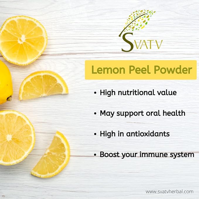 SVATV Lemon Peel Powder | Citrus Limonum | Natural, Soft And Smooth Skincare Powder | Face Pack | Used For Soap Making - 227 Gram, Half Pound, 8 Ounce.