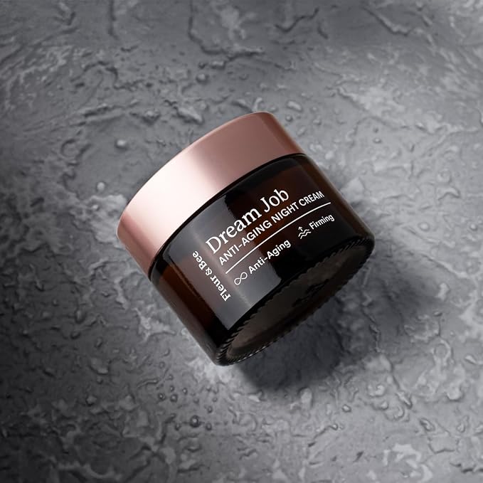 FLEUR & BEE Anti Aging Night Cream | Clean, 100% Vegan | Overnight Repair Face Cream to Improve Fine Lines and Wrinkles | Dream Job 1.5 oz