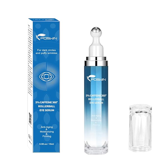 Caffeine Eye Serum for Dark Circles - Under Eye Cream,Moisturizing Serum for Dark Circles, Puffiness & Fine Lines, Eye Cream with 360° Eye Roller Massage Ball, 0.5 fl oz