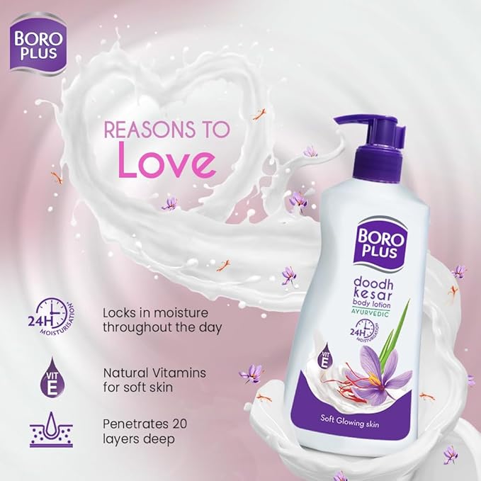 Ayurvedic Body Lotion | with Milk & Saffron | Moisturizing Lotion for Dry Skin | Hydrates & Provide Soft and Supple Skin | 13.53 Oz/400ml