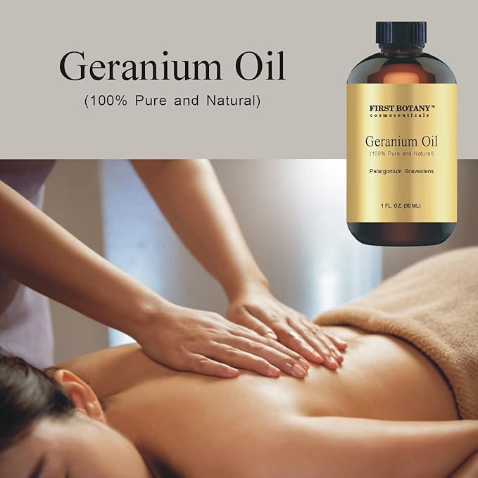 First Botany, 100% Pure Geranium Essential Oil - Premium Geranium Oil for Aromatherapy, Massage, Topical & Household Uses - 1 fl oz (Geranium)