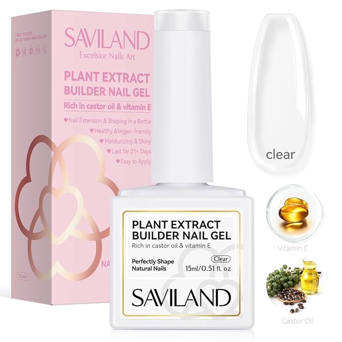 SAVILAND Cuticle Remover and Cuticle Oil Kit – Castor Oil & Vitamin E Clear Builder Nail Gel Cuticle Remover Liquid & 1.01 oz Cuticle Oil Cuticle Trimmer for Cuticle Softener & Moisturize