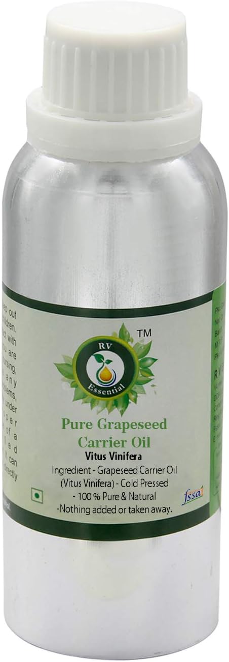 Grapeseed Oil | Vitus Vinifera | for Hair | for Face | for Skin | for Body | for Cooking | 100% Pure Natural | Cold Pressed Grapeseed Oil | Unrefined Grapeseed Oil | 300ml | 10oz by R V Essential