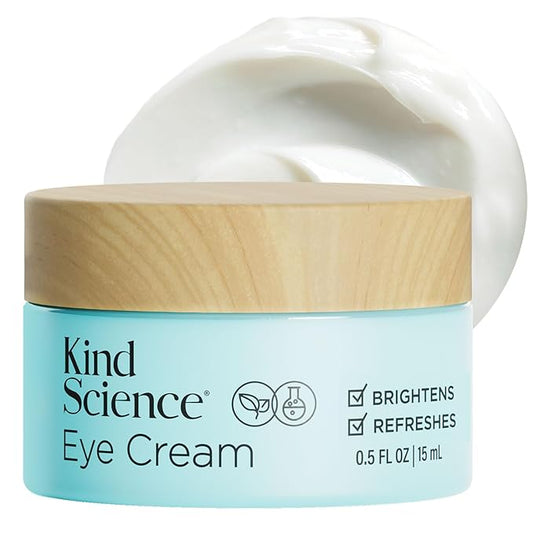 Kind Science by Ellen DeGeneres Eye Cream - Under Eye Cream for Wrinkles Noticably Smooths & Moisturizes - Anti Aging with Hyaluronuic Acid, Vitamin C - Fragrance Free, Paraben Free, 0.5 fl oz