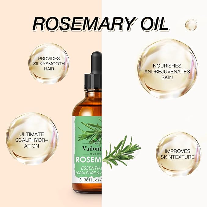 Rosemary Oil, Scalp & Hair Strengthening Oil, Rosemary Oil for Hair Growth, Dandruff Removal and Hair Strengthening for All Hair Types(Rosemary Oil, 100ml)