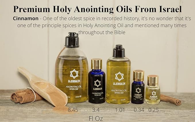Cinammon Anointing Oil from Israel, Holy Spiritual Oils Bottles from Jerusalem Blessed, Handmade with Natural Ingredients and Blessed for Wedding Ceremony, Religious Use, 8.45 Fl Oz