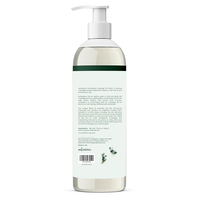 Eucalyptus Massage Oil 100% Pure & All-Natural - Natural at-Home Massage Therapy, Soothes Skin & Muscles - Full Body Relaxing Massage Oil for Men and Women 12 fl oz