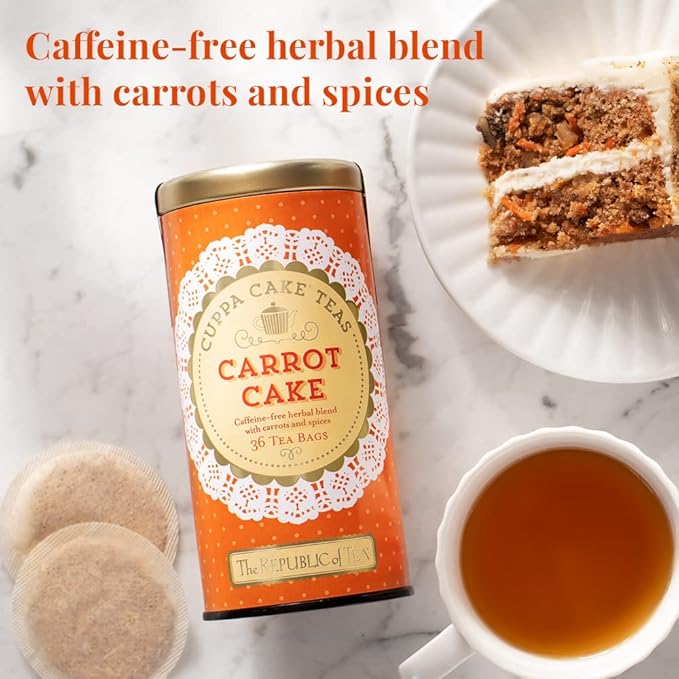 The Republic of Tea - Carrot Cake Cuppa Cake Herbal Tea, Bulk Tea, 250 Tea Bags