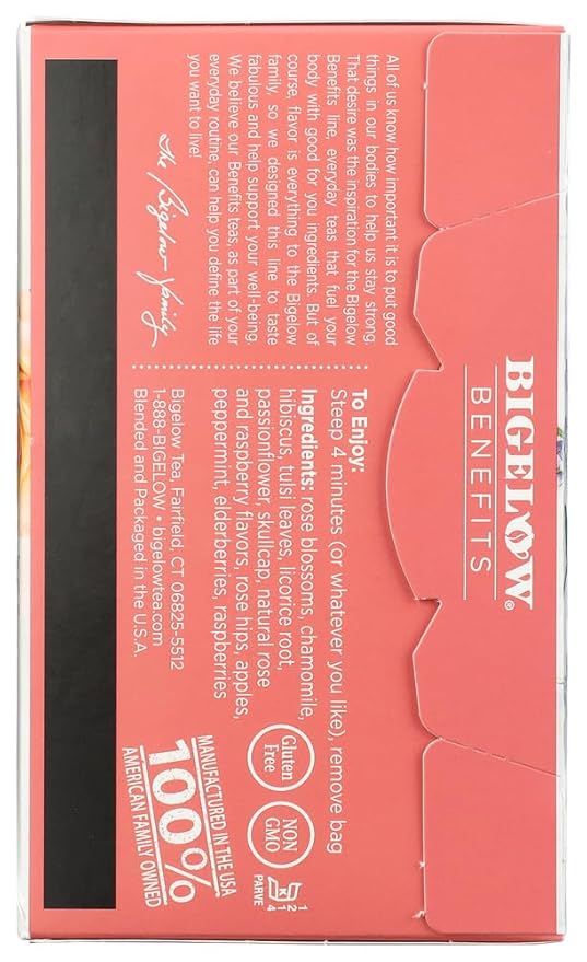 Bigelow RCB01027 Benefits Decaf Rose Mint Tea Bags, 18/Box