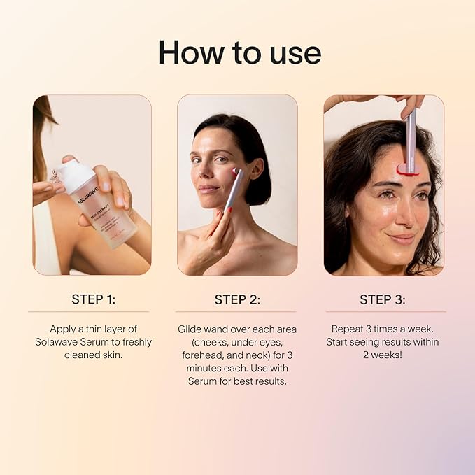 Solawave 4-in-1 Radiant Renewal Facial Wand & Skin Therapy Serum Bundle | Red Light Therapy for Face and Neck | Galvanic Skincare Wand & Massager | Anti-Aging Wrinkle Reduction | Solawave Original