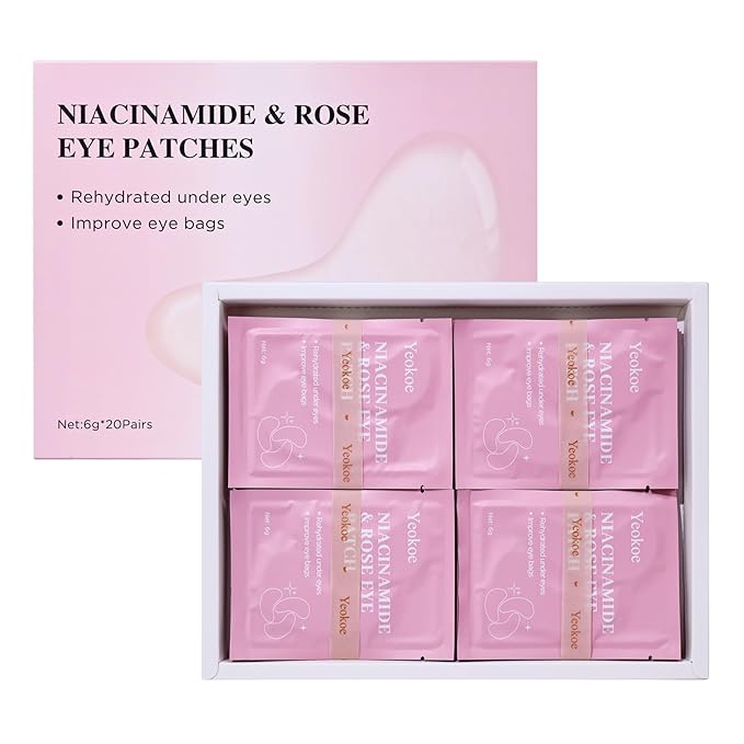 Under Eye Patches for Dark Circles,Puffy Eyes,20 Pairs Face Masks SkinCare With Niacinamide and Rose for Rehydrated