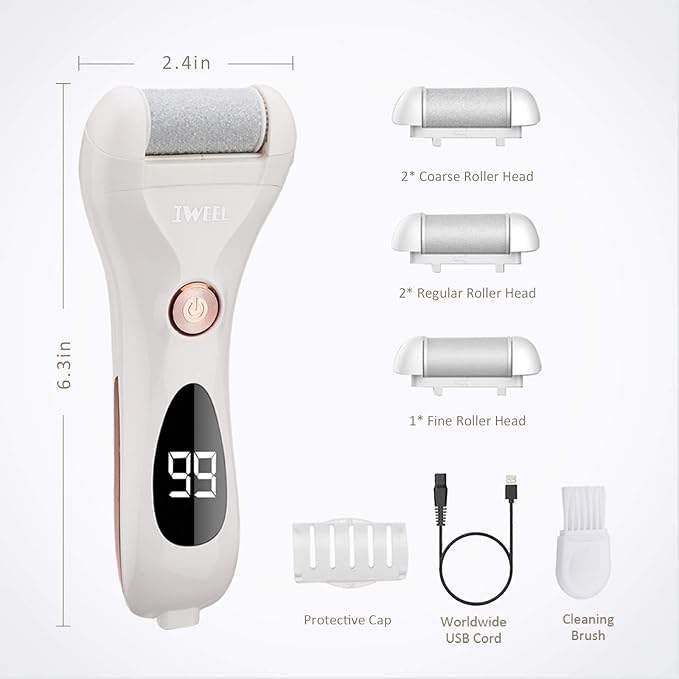Callus Remover for Feet Shaver Rechargeable Electric Foot File Pedicure Tools for Feet Professional Callous Shaver Waterproof Pedicure kit for Cracked Heels and Dead Skin