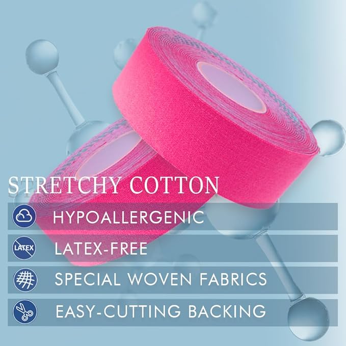 Face Tape for Wrinkles Facial Myofascial Lift Patches for All Parts of the Face and Neck, Forehead 11 Lines Nasolabial Folds Crow's Feet Necklines etc, 2.5 CM* 2 Rolls - Pink