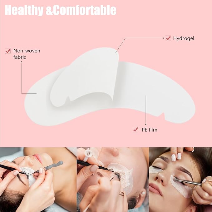 V-Shape Under Eye Pads, Eyelash Extension Natural Hydrogel Patch Lash Gel Pad for Extensions supplies, Professionals Beauty Makeup Mask Kit (Purple)
