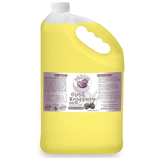 Bella Terra Oils Black Raspberry Seed Oil – 1gallon, Antioxidant Rich, Silky Finish, Nurturing, for Radiant Skin & Lustrous Hair