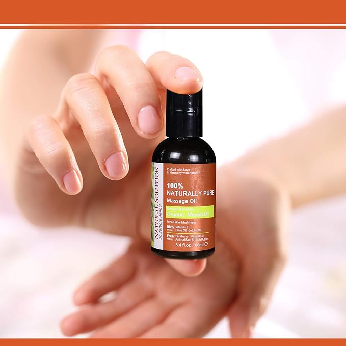 Natural Solution 100% Naturally Pure Massage Oil,for Aromatherapy Relaxing Massage,Organic Marula Oil,Jojoba Oil & Olive Oil,Hair & Skin Care Benefits,Nourish & Protect - 3.4 oz Oily 8606E
