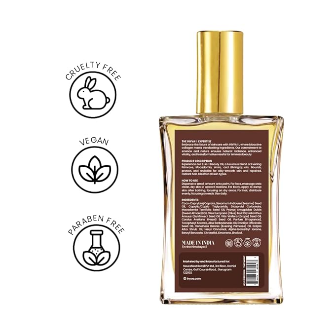 Elixir Radiance 3-in-1 Luxurious Dry Beauty Oil for Face, Body, & Hair - Vitamin E & Macadamia Oil -Hydrating, Non Greasy & Lightweight - Radiant Glow - 3.38 Oz