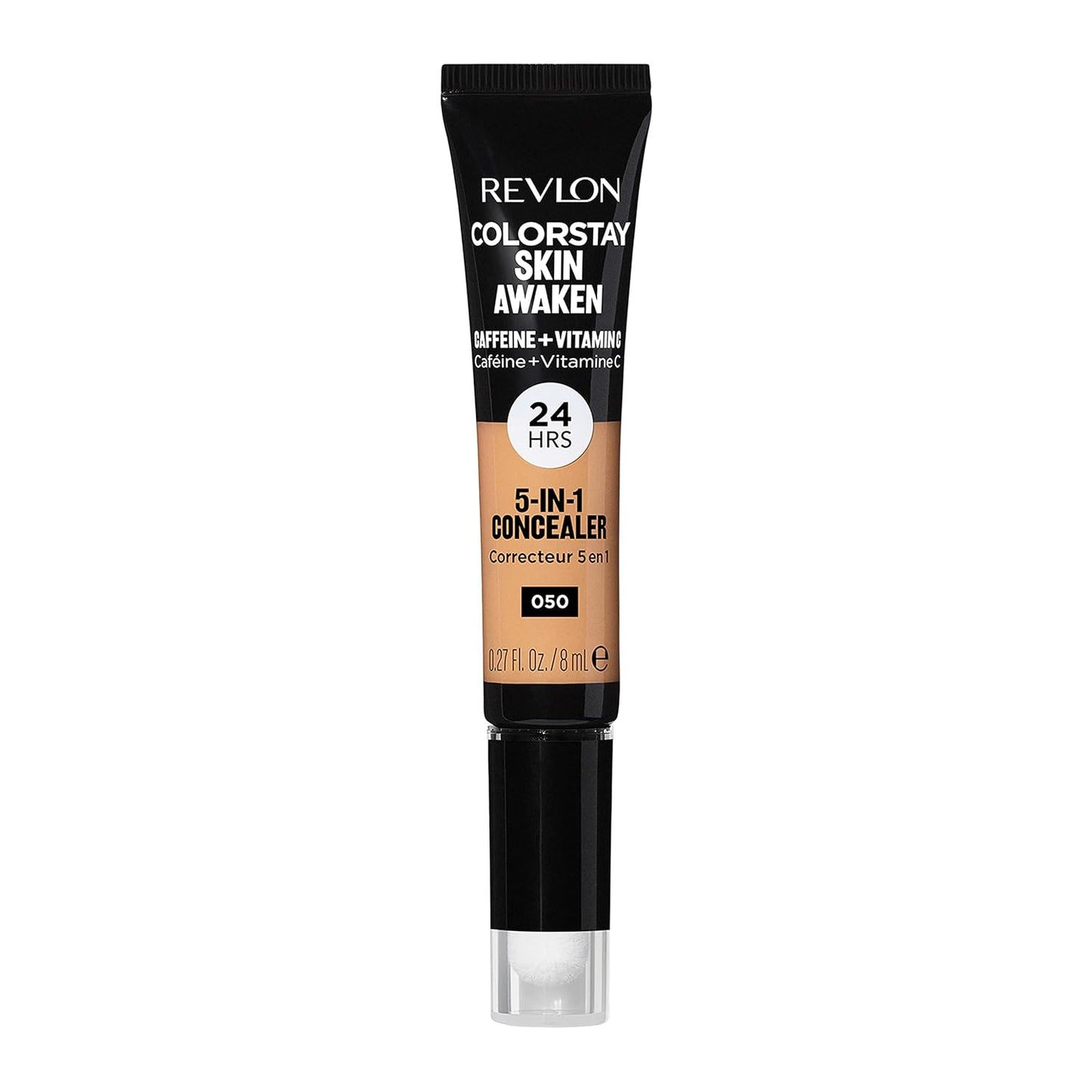 Revlon ColorStay Skin Awaken 5-in-1 Concealer, Lightweight, Creamy Longlasting Face Makeup with Caffeine & Vitamin C, For Imperfections, Dark Circles & Redness, 050 Medium Deep, 0.27 fl oz