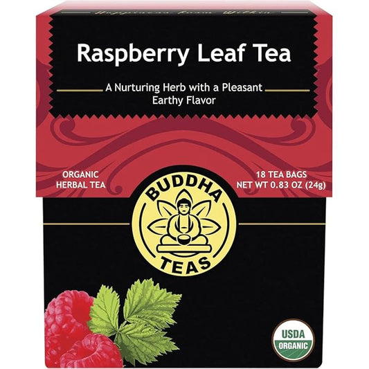 Organic Raspberry Leaf Tea - Kosher, Caffeine-Free, GMO-Free - 18 Bleach-Free Tea Bags
