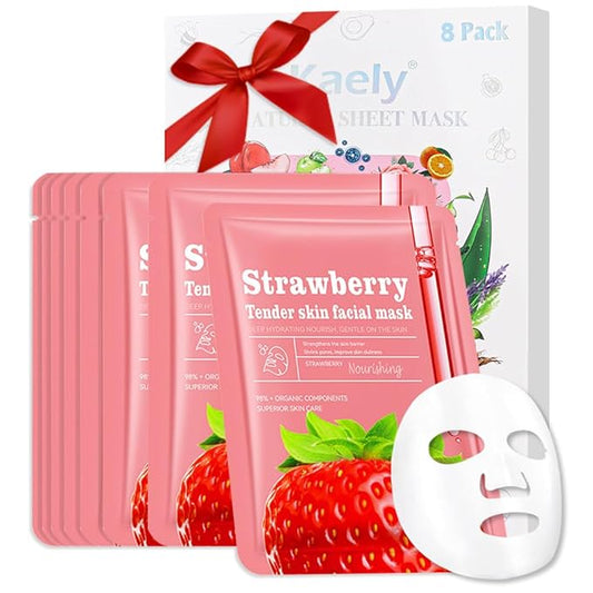 Face Masks Skincare,Facial Mask for Women Skin Care,Sheet Masks Beauty with Natural Ingredients,Birthday Party Spa Gift for Kids Teens Girls,Hydrate Nourish Soothe for All Skin Types 8 Pack