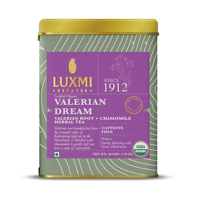 Luxmi Estates - Sleep Tea Set - 2 x 100g Tins of Valerian Dream and Vanilla Spice Chai + 1pc of Spoon and 1pc of Infuser