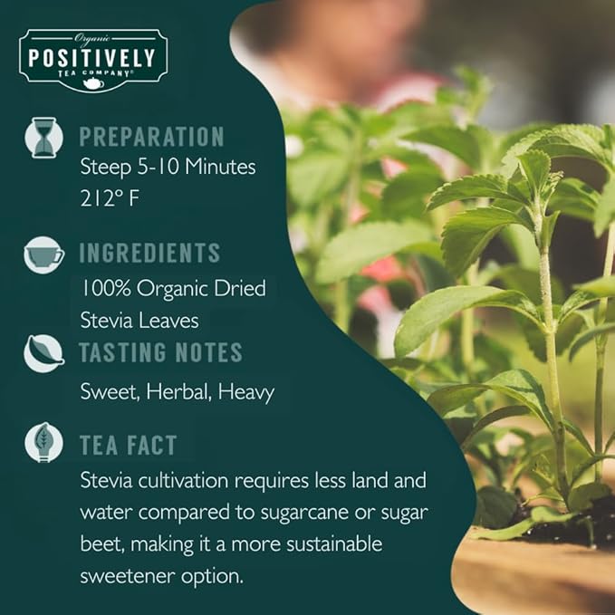 Organic Positively Tea Company, Stevia Leaf, Herbal Tea, Loose Leaf, 4 Ounce