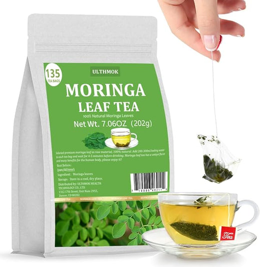 Premium Moringa Tea,135 Tea Bags/7.15OZ,100% Pure Moringa Leaves,Natural & No Additives.
