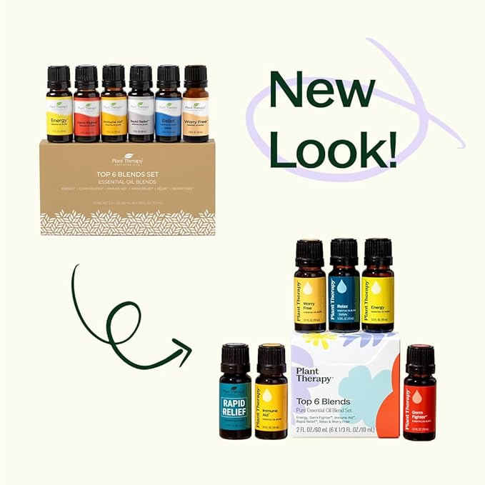 Plant Therapy Top 6 Essential Oil Blends Set 100% Pure, Undiluted, Natural Aromatherapy, Therapeutic Grade 10 mL