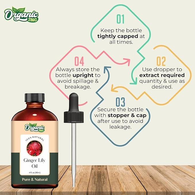 Ginger Lily (Hedychium coronarium) Oil | Pure & Natural Essential Oil for Skincare, Hair Care, Aroma and Diffusers - 118ml/3.99fl oz