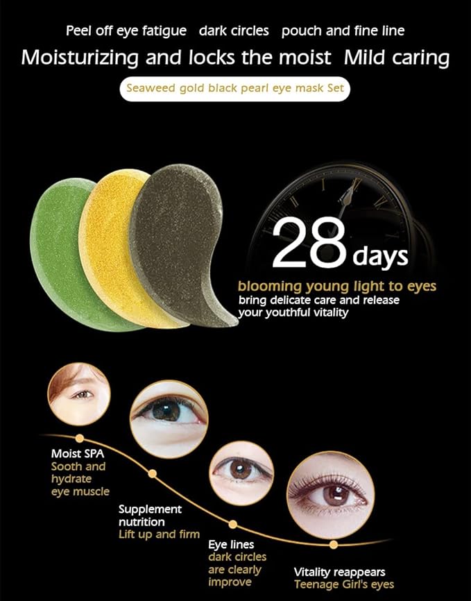 Senana MarinaUnder Eye Masks, Eye Lines And Moisturizing Eye Patches, Moisturizing, Nourishing, Improving Eye Bags, Dark Eye Circles, Under Eye Gel Pads with Collagen Hyaluronic Acid (60 Pieces) (Deep Seaweed Collagen)