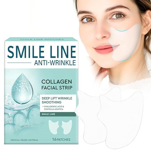 Smile Line Patches, 16pcs Anti-Wrinkle Facial Tapes, Smooth Fine Lines & Wrinkles, Gentle Face Lifting Stickers, Laugh Line Masks for a Youthful Smile