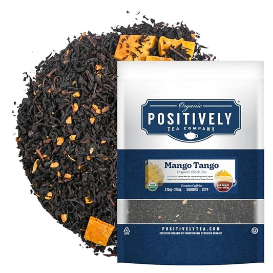 Organic Positively Tea Company, Mango Tango Black Tea, Loose Leaf, 16 Ounce