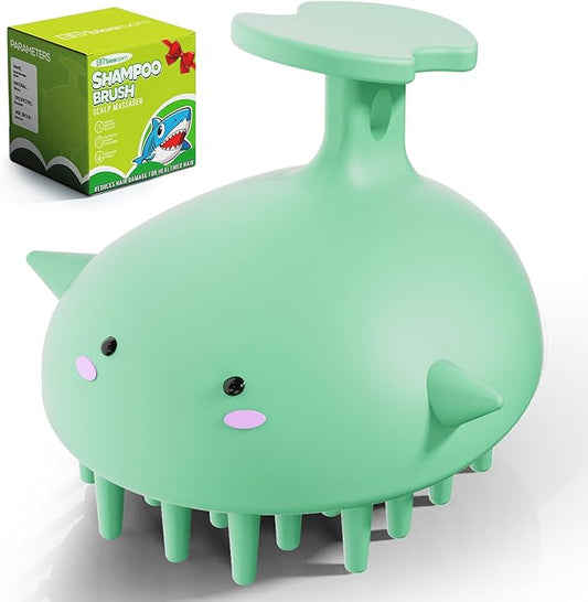 Scalp Massager Hair Growth Shampoo Brush, Silicone Scalp Scrubber Shower Scalp Brush for Hair, Head Massager Scalp Exfoliator for Dandruff Removal, Wet Dry Scalp Massage Tool for Hair Care, Green