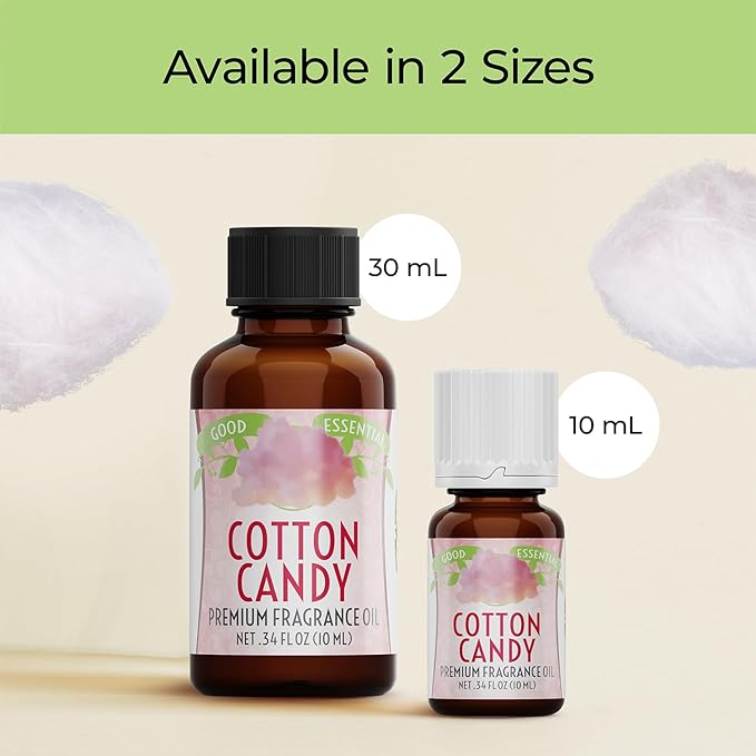Good Essential Professional Cotton Candy Fragrance Oil 0.33 fl oz (10ml) for Halloween, Diffusers, Candles, Soaps, Lotions, Perfume, Fragrance Oil for Candle & Lotion Making