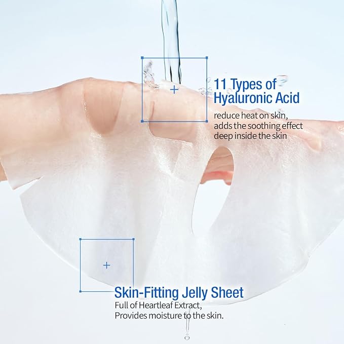 GOODAL Heartleaf Hyaluron Soothing Jelly Mask – Korean Face Sheet Mask with Houttuynia Cordata Extract for Moisturizing and Refreshing, Hydration Boosting Skincare [1EA]