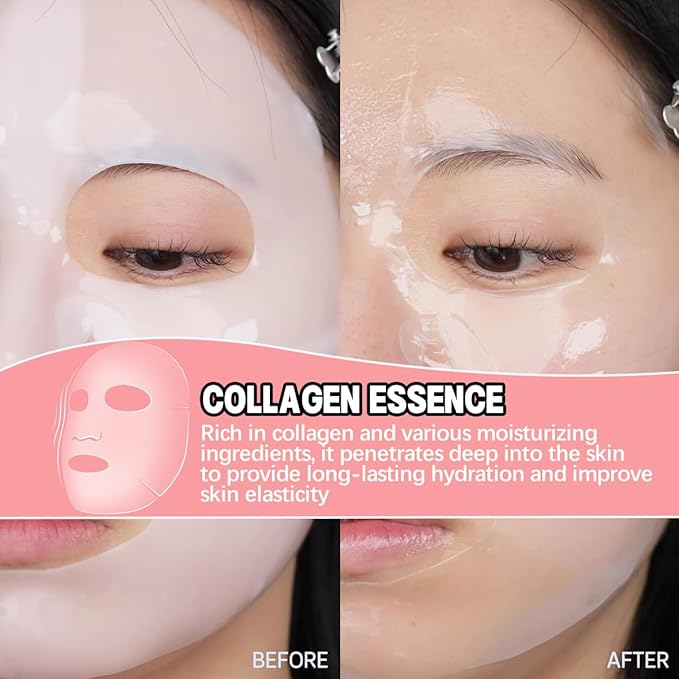 Collagen Face Mask, Face Masks Skincare for Women Men - Travel Essentials, Overnight Face Mask, 32g x 4ea