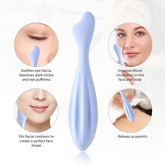 Facial Massage Roller, 6.99x1.1x0.43in Face Roller Skin Care Silicone Face Massage Tool Face Massage Stick Body Relax for Women Face Massager(Blue)