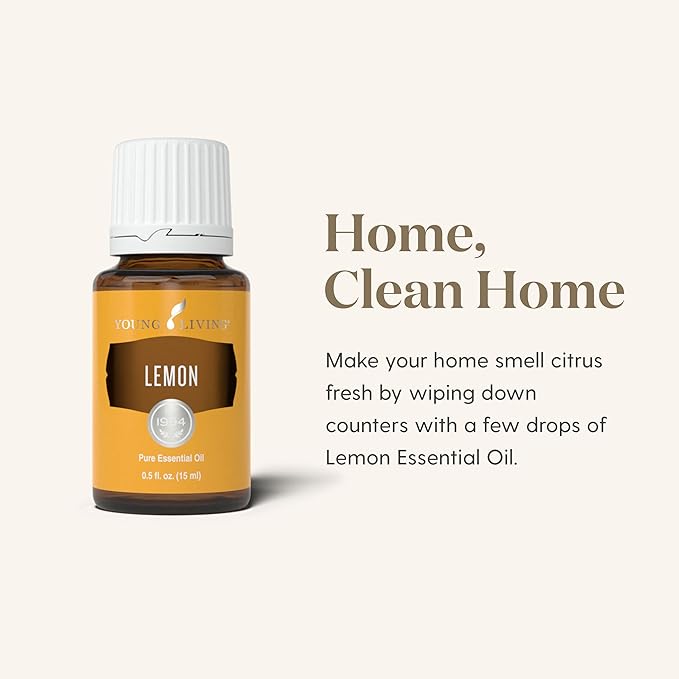 Young Living Premium Grade Lemon Essential Oil 15ml, 100% Pure & Natural Invigorating Aromatherapy Young Living Certified Energize and Refresh Mind Body and Spirit Uplifting Mood Enhancing Focus