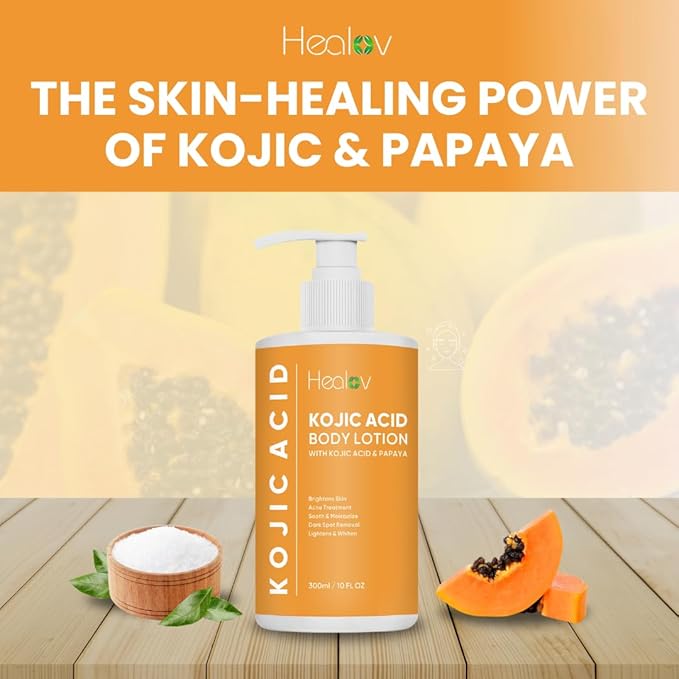 Kojic Acid Lotion – Skin Brightening Body Lotion for Age Spots, Hyperpigmentation, Intimate Areas – Dark Spot Remover, Reduces Acne, Scars and Evens Tone – Kojic Acid Cream for Brighter, Glowing Look