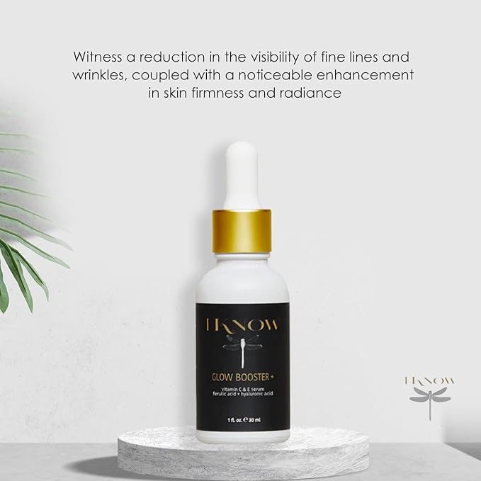 IKNOW Glow Booster+ Vitamin C and E Serum, Hyaluronic Acid Serum for Face, Facial Serum for Glow Up, Hydrating Serum for Dark Spots, Fine Lines and Wrinkles (1 oz)