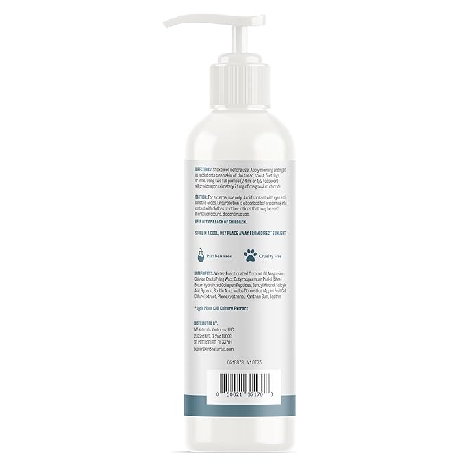 Unscented Magnesium Lotion for Sleep - Helps with Muscle Relaxation, Soothes Tired Legs, Supports Restful Nights, Moisturizes & Hydrates Skin - 8 fl oz - Magnesium Cream, Butter, Topical Magnesium