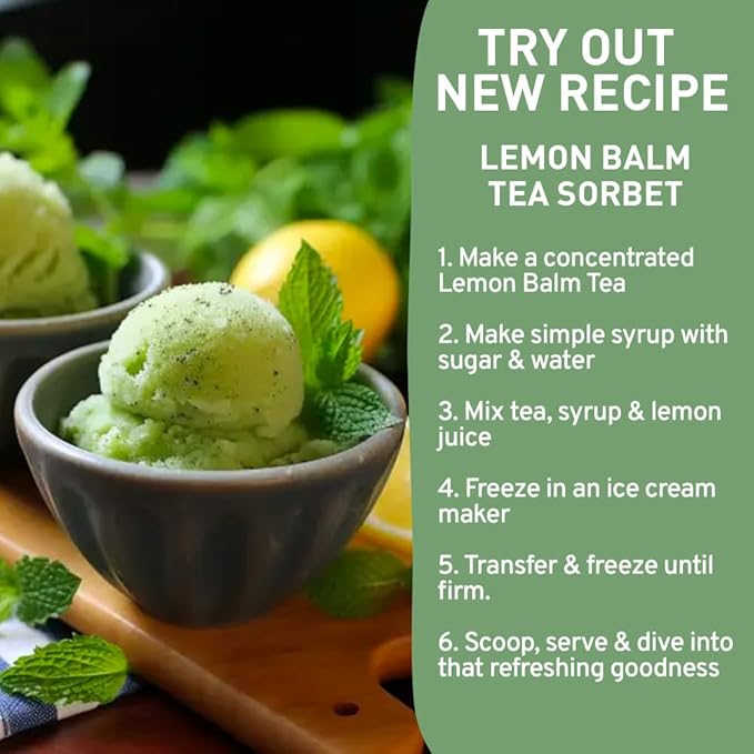 HANDPICK Lemon Balm Tea Bags – 100 Count | Caffeine-Free Herbal Tea with Citrus Flavor & Aroma | Pure Lemon Balm Leaves