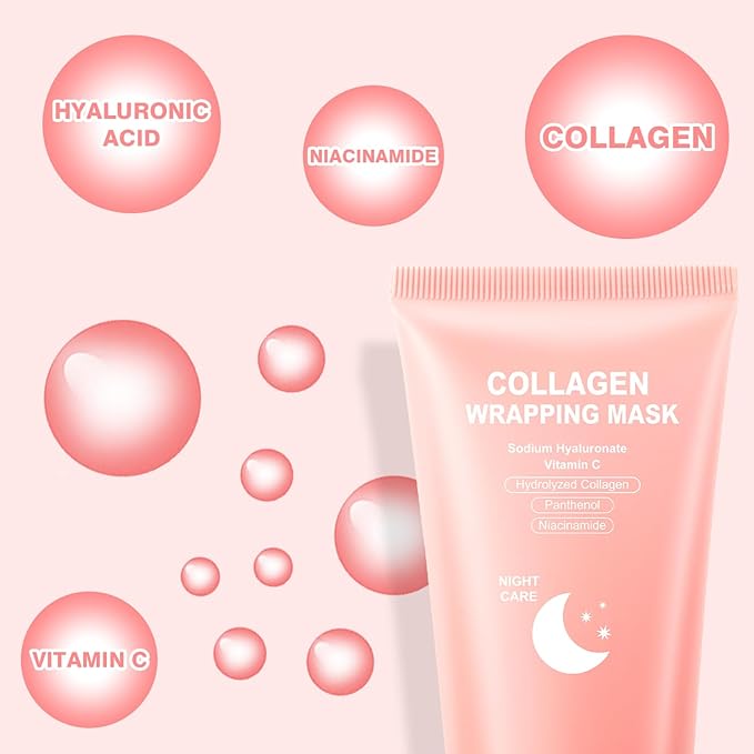 IREV Collagen Wrapping Mask, Peel Off Facial Mask, Face Masks Skincare, Face Mask For Women With Collagen, Vitamin C, Glass Skin Skincare, Reduces Dullness, Hydrating 80ml 2.71oz