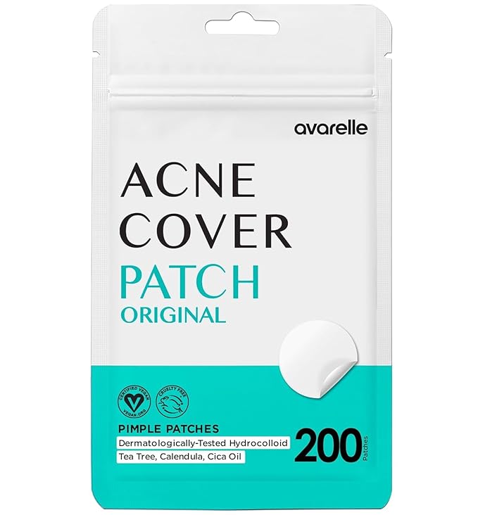 AVARELLE Pimple Patches for Face | Hydrocolloid Acne Patches for Covering Blemishes | FSA HSA Zit Patches with Tea Tree, Calendula, & Cica | HSA Store Eligible Items (10-14 mm, 200, Count)