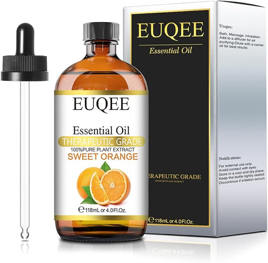 Sweet Orange Essential Oil 118mL Pure Sweet Orange Oil Premium Fragrance Essential Oil with Glass Dropper for Diffuser, Soap & Candle Making - 4Fl. Oz