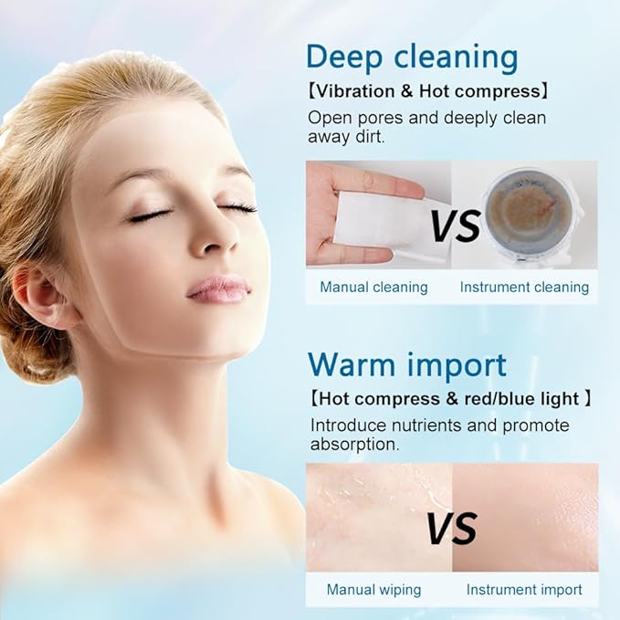 Red Light Therapy for Face and Neck Wrinkles, Anti-Aging Facial Wand, Cold Mold & Warm Deep Clean Skin Care Tools (Off-White)