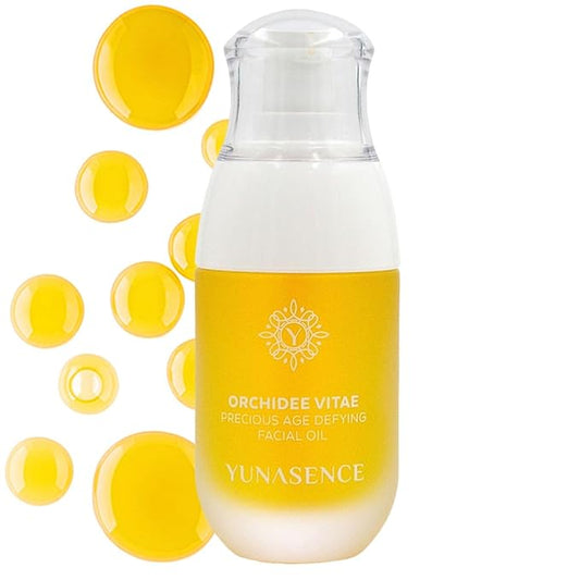YUNASENCE ORCHIDEE VITAE Precious Organic Anti-Aging Facial Oil Serum, Face oil with Orchid Flower, Argan, Maracuja, Papaya, Vitamin C, 1oz