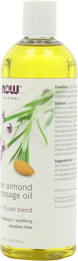 NOW Lavender Almond Massage Oil, 16-Ounces (Pack of 2)
