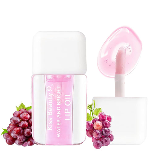 Plumping Lip Oil,Lip Gloss Hydrating Tinted Lip Balm Lip Care Transparent Toot Lip Oil Tinted Lip Glow Oil Long Lasting Nourishing Non-sticky Repairing Lightening Lip Lines Shine Primer Lip Tint（Grape)